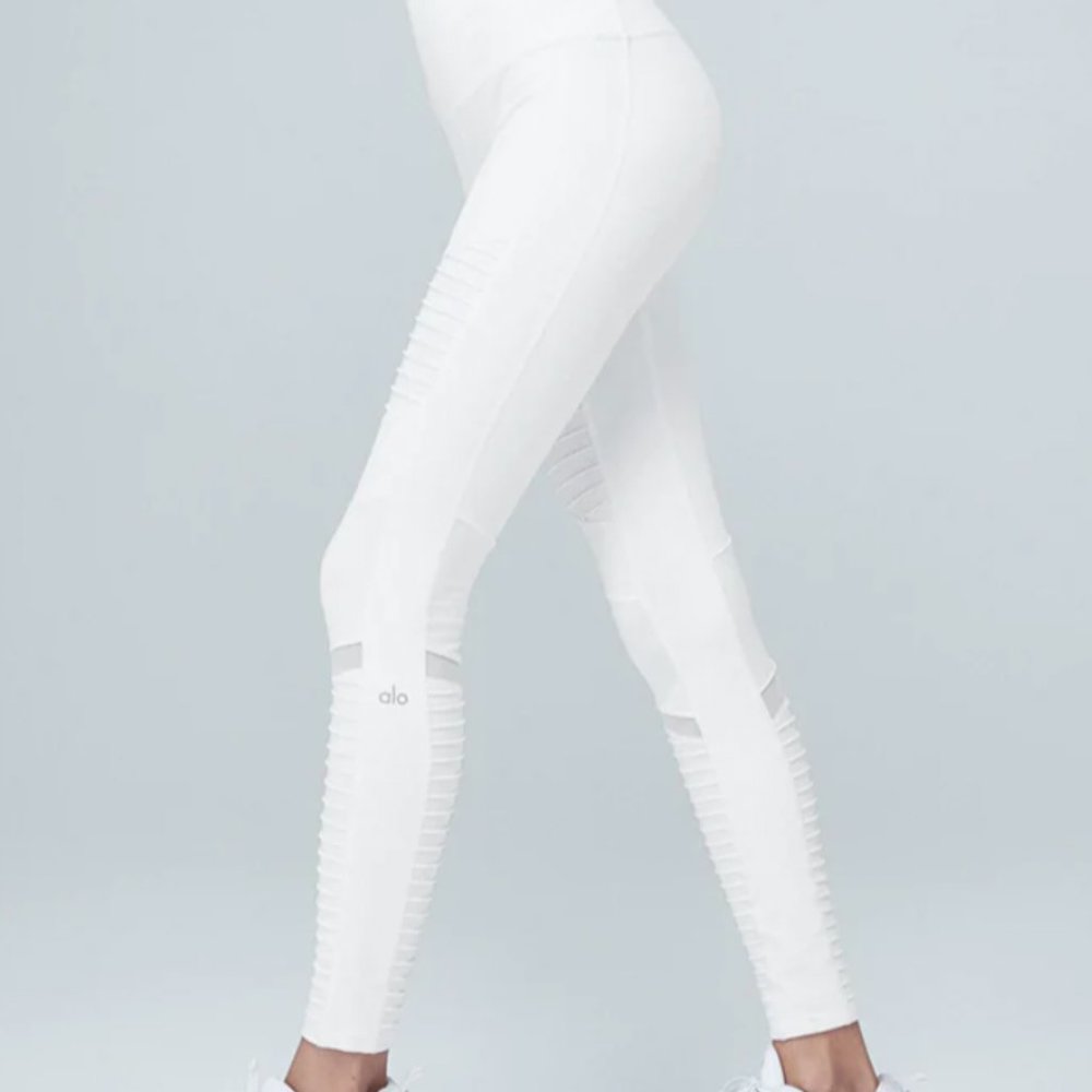 Alo 7/8 HIGH-WAIST MOTO LEGGING, white